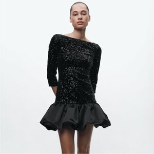 ZARA FLYAWAY SKIRT SEQUIN DRESS ZW COLLECTION